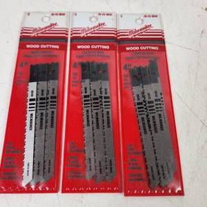 Lot Of Three Sets Of Five Milwaukee Wood Cutting Blades 48-42-0640 New