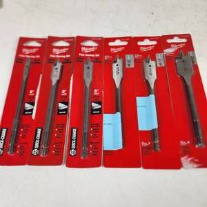 Lot Of Six New Flat Boring Bits 14 916 12 58 34 78
