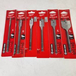 Lot Of Six Flat Boring Bits 14 916 58 34 1316 1-12 New
