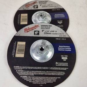 Lot Of Two Milwaukee Grinding Discs 9 x 14 x 58-11 Type 27 Open Box