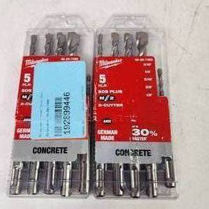 Lot Of Two New Sets Milwaukee Concrete Drill Bits 5 Each 316 14 516 38 And 12