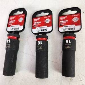 Lot Of Three New Milwaukee Impact Sockets 12 Drive 14mm 15mm And 16mm