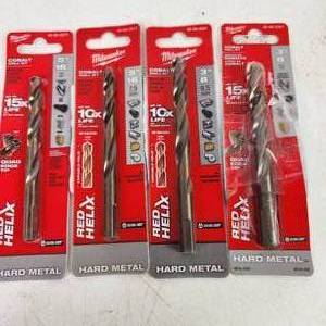 Lot Of 4 New Milwaukee Hard Metal Cobalt Drill Bits Two 5 And Two 3