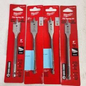 Lot Of Four New Milwaukee Flat Boring Bits 6 Length 1316 34 58 And 916