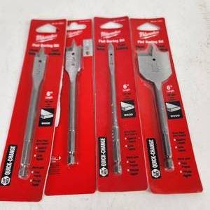 Lot Of Four New Milwaukee Flat Boring Bits 12 34 14 And 1-12