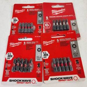 Lot Of Four New Milwaukee Impact Square Recess Insert Bits 3 OF 48-32-4605 And 1 Of 48-32-4661