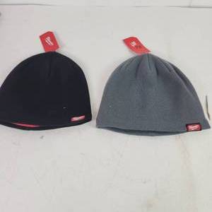 Lot Of Two New Milwaukee Knit Hats Beanies 1 Gray 1 Black