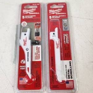 Lot Of Two New Milwaukee Blades Ductwork Blades And Metal Scroll Blades Five In Each Pack