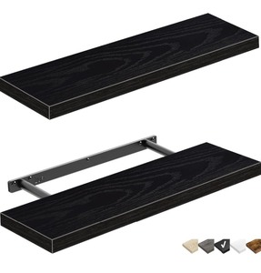 lot 15 image: 2 Floating Wall Shelves 24x9 -Black