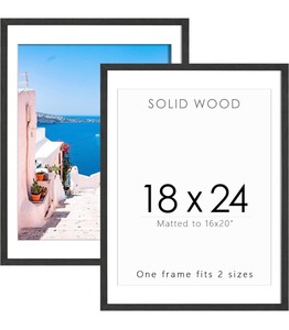 lot 52 image: Set of 3 Black Picture Frames 18x24