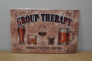 lot 214 image: Novelty Metal Sign -Group Therapy