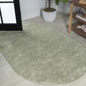 JONATHAN Y Haze Solid Low-Pile Green 4 ft. x 6 ft. Oval Area Rug  Customer Returns See Pictures