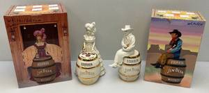 Vintage Jim Beam Collectible Cowboy & Saloon Girl Decanters (NIB) These Items Were Sold Empty