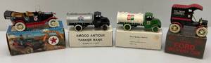 Misc. Vintage Miniature Die Cast Vehicle Banks Including TEXACO & More (NIB)