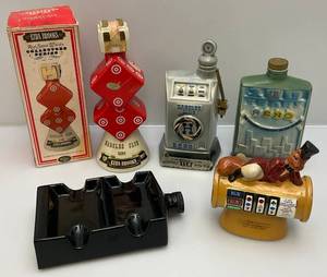 Misc. Jim Beam Collectible Vegas Themed Decanters & Bank (EMPTY)