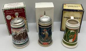 Misc. Collectible Steins Including Anheuser Busch & Coca- Cola (NIB)