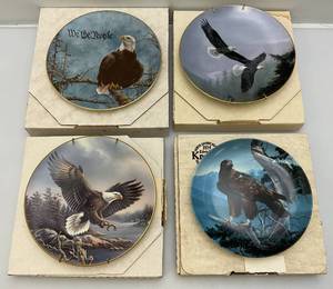 Misc. Bald Eagle & Golden Eagle Collectors Plates (In Original Boxes) Includes James Meager Autographed Plate & More