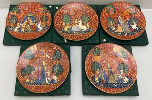 1978 Collectible Haviland Limoges La Dame A La Licorine Collectors Series Plates 1-5 In Original Boxes (NEW OLD STOCK)