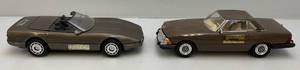 Vintage Jim Beam Mercedes & Corvette Flyer Car Decanters (EMPTY)