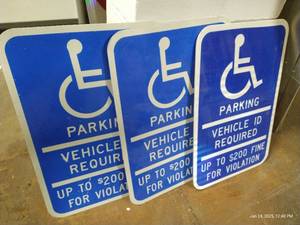 (3) Metal Handicap Parking Signs