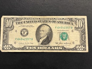 1985 Green Seal $10 Dollar Federal Reserve Note