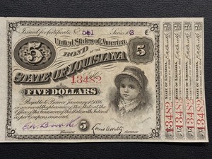 State of Louisiana $5 Dollar Bond