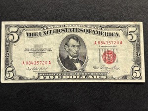 1953 Red Seal $5 Dollar Note