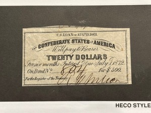 Confederate States $20 Dollar Bond