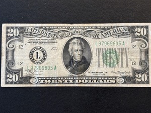 1934 A Green Seal $20 Dollar Federal Reserve Note