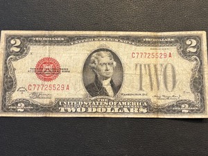 1928 D Red Seal $2 Dollar Note Triple Numbers