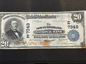 1902 Blue Seal $20 Dollar National Currency New Cumberland