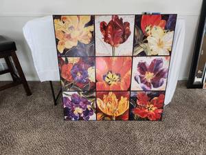 lot 12 image: Vibrant Floral Multi-Panel Art
