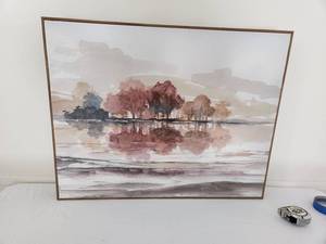lot 13 image: Nau Framed Watercolor Landscape