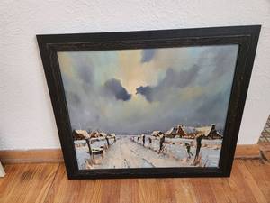 lot 33 image: H. Koster Winter Landscape Painting