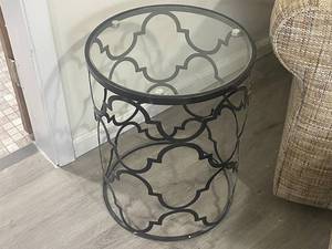 lot 111 image: Modern Metal & Glass Side Table