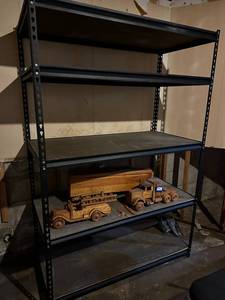 lot 138 image: Heavy Duty Storage Shelf & Wooden Models