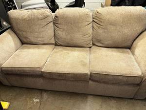 lot 178 image: 3-Seater Beige Fabric Sofa
