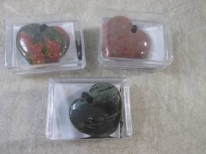 (CNTR) 3 Polished Heart Shaped Gems...