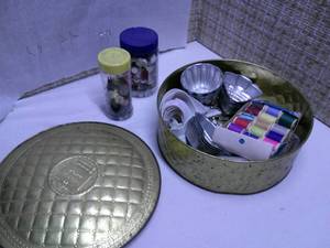 Vintage Tin full of Sewing Notions