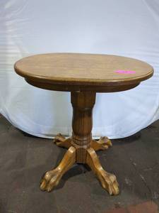 lot 15 image: Vintage Wooden Pedestal Table with Claw Feet