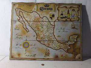 lot 20 image: Vintage Corona Mexico Map Wall Art Decorative Piece