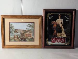 lot 21 image: Coca-Cola Collectible Framed Lot Mirror & Print