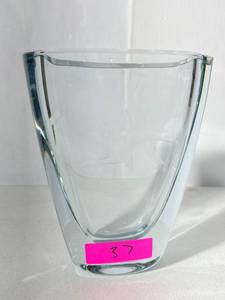 lot 37 image: Orrefors Sweden Crystal Vase Engraved Design