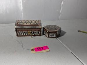lot 59I image: Inlaid Wood Jewelry Box Set