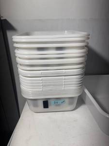 lot 88Z image: Set of 20 White Plastic Storage Bins Stackable Containers