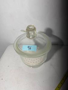 lot 96Z image: Pyrex Lab Glass Vacuum Desiccator with Lid