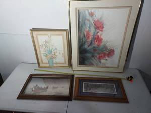 lot 105 image: Framed Art Collection Floral & Scenic
