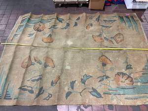 lot 133 image: Vintage Art Deco Woven Floral Tapestry Rug 11 x 8