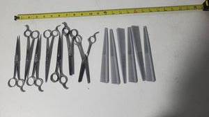 lot 158 image: Vintage Professional Barber Scissors & Combs Set