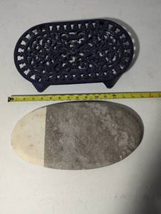 lot 160 image: Cast Iron Boot Scrubber with Stone Insert
